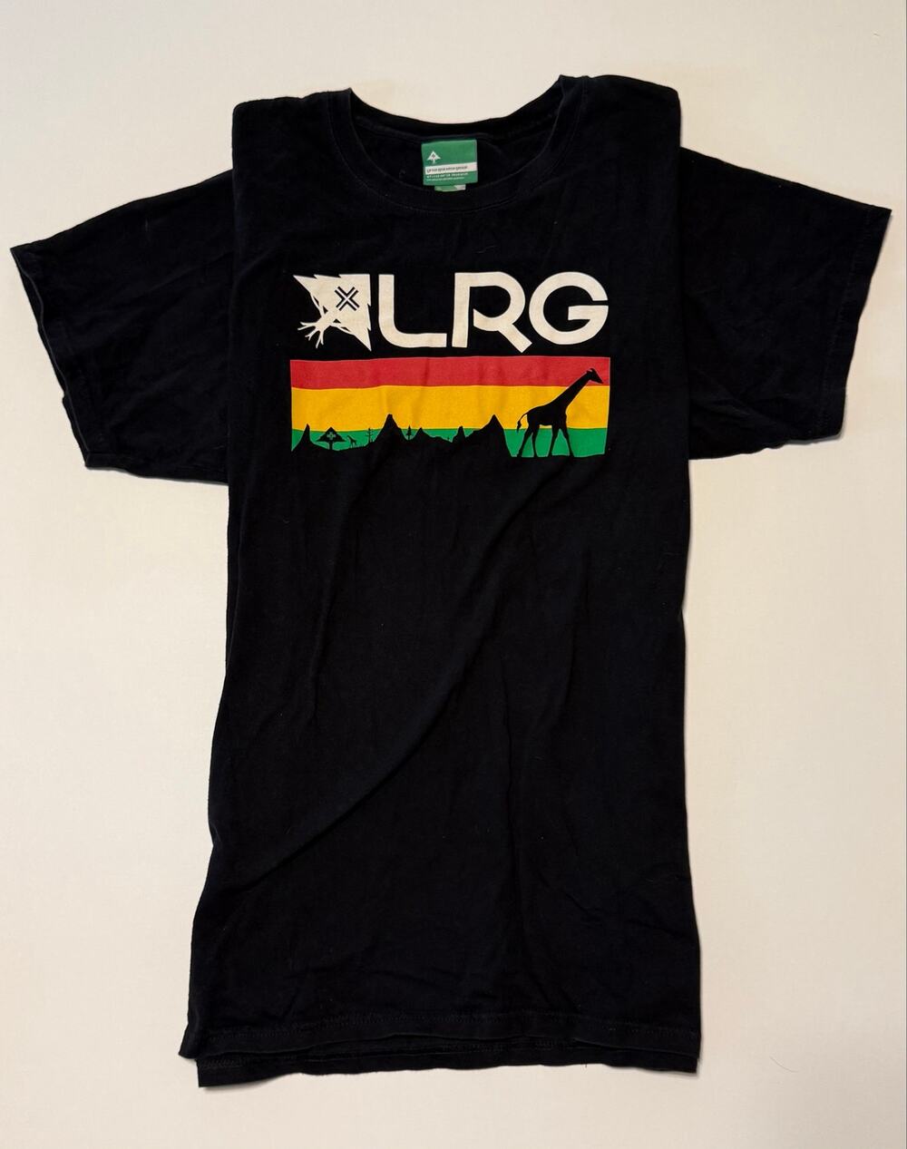 LRG Lifted Research Group Giraffe Rasta Stripe T-Shirt Mens XL Black